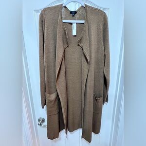 J. Crew Juliette Collarless Knit Linen Blend Cardigan Brown